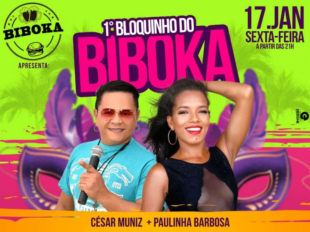 César Muniz e Paulinha Barbosa no Biboka Bar