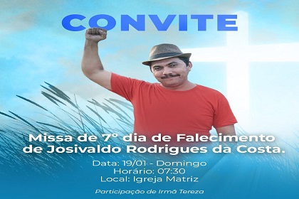 Arte de convite da celebração. Foto: Arquivo da família