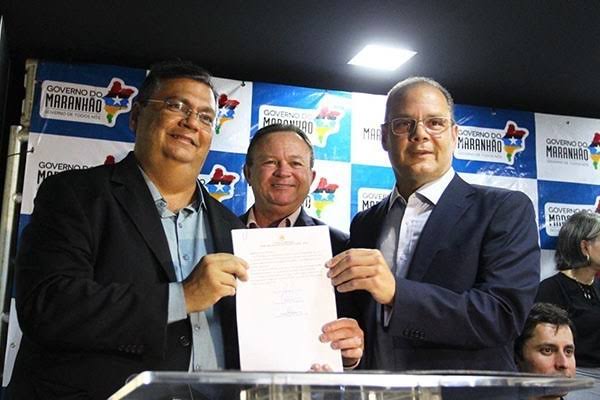 Gov Flávio Dino, vice Carlos Brandão e sec de esportes Rogério Cafeteira. Foto: Reprodução
