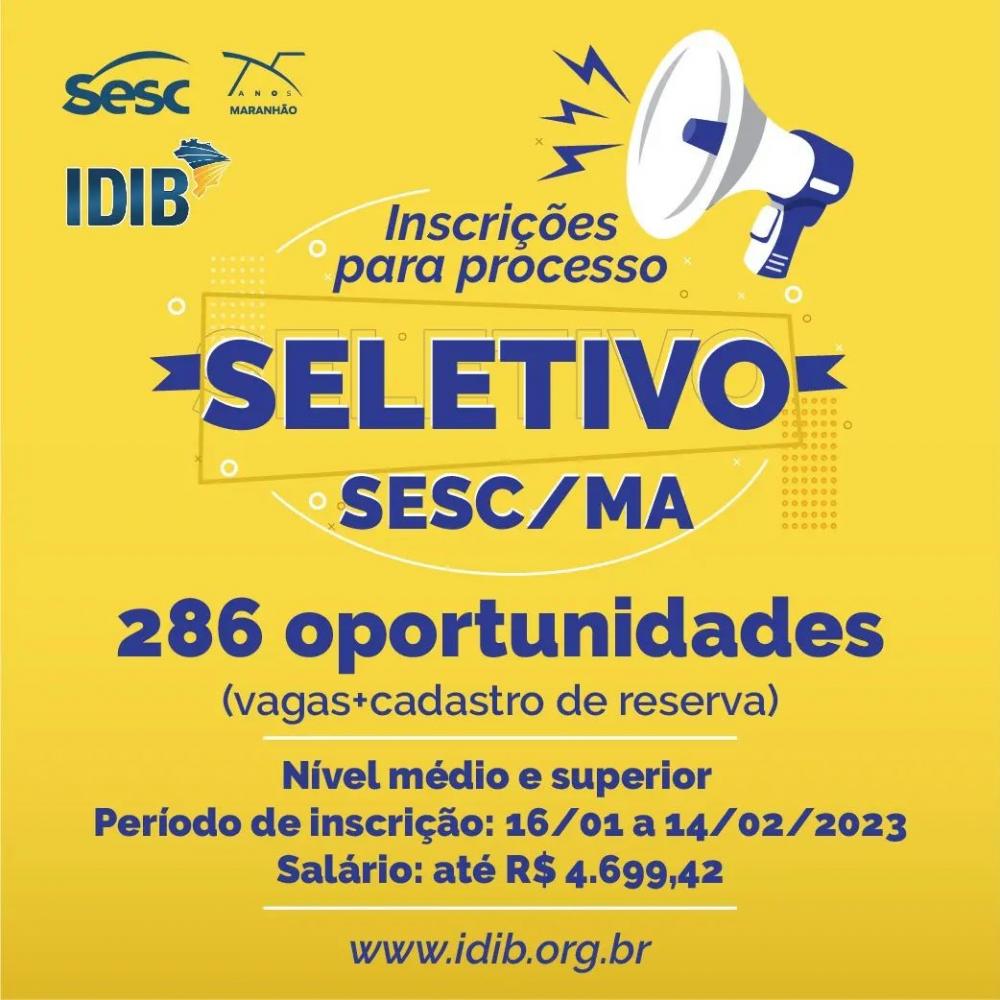 SESC abre inscrição para contratação de profissionais em Itapecuru Mirim
