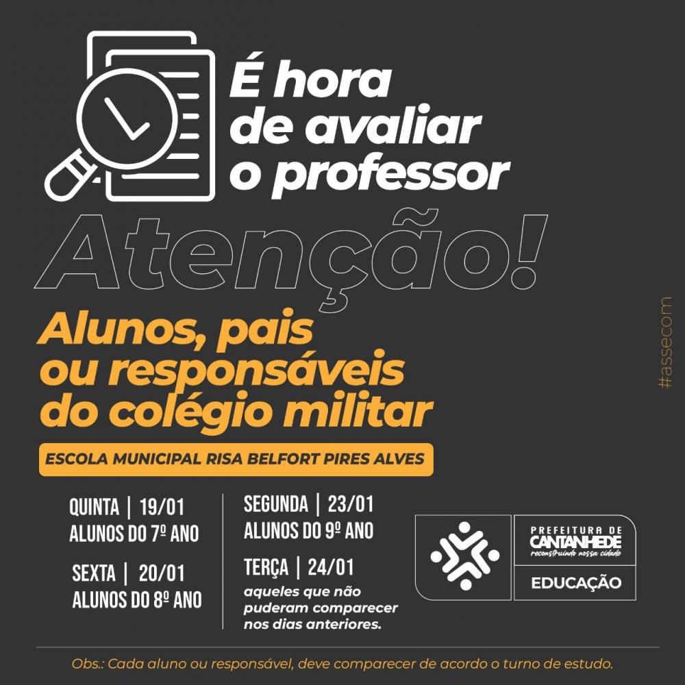 Colégio Militar de Cantanhede convoca comunidade para avaliar professores, diretores e supervisores