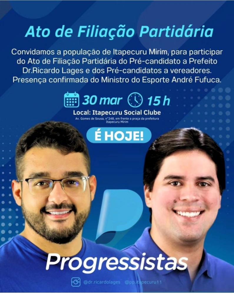 Ministro do Esporte do Brasil participa de evento do Progressistas em Itapecuru Mirim neste sábado (30)