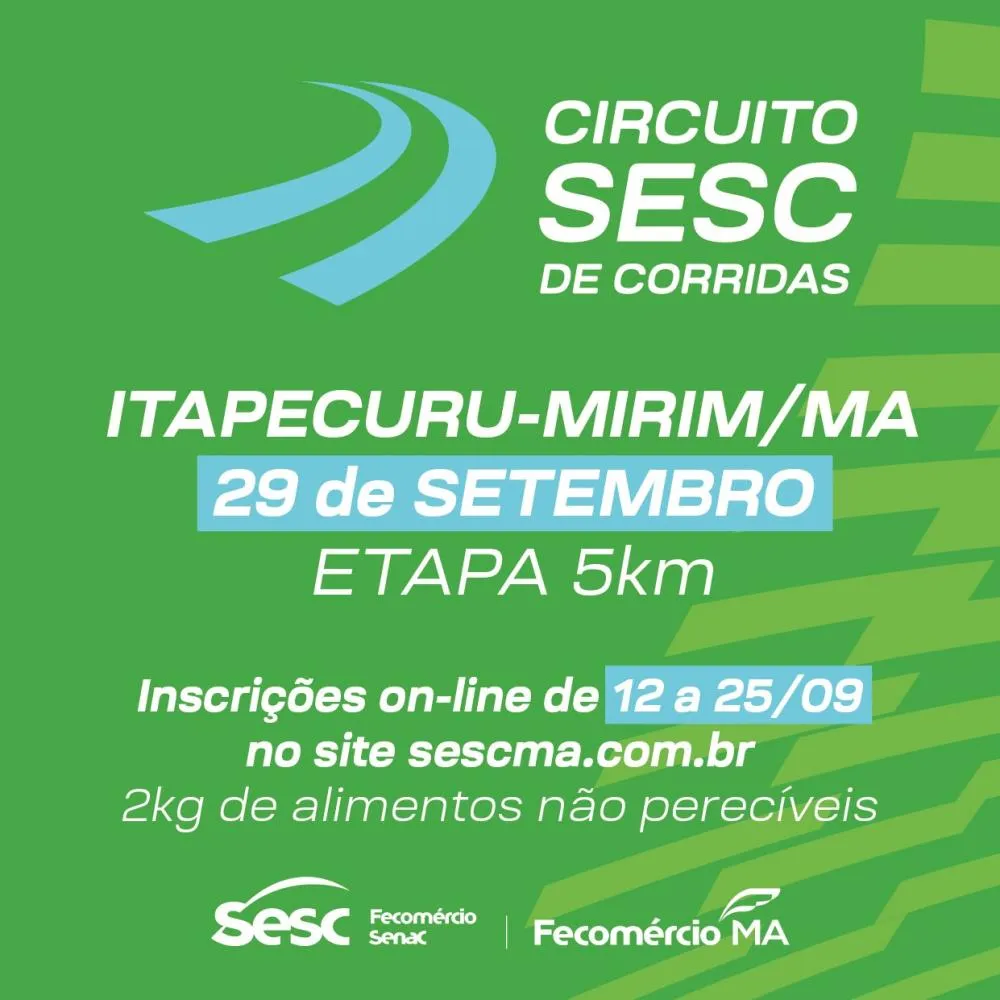 Itapecuru Mirim receberá etapa do Circuito SESC de Corridas dia 29