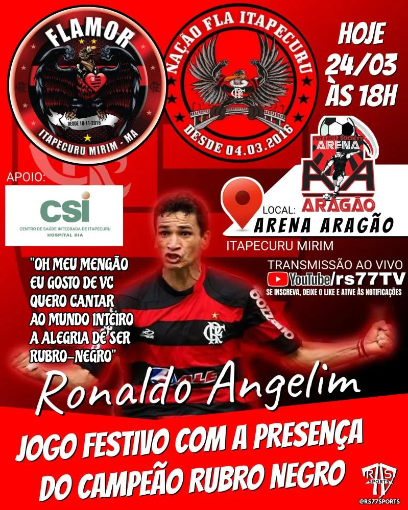 Torcida do Flamengo realiza jogo festivo hoje em Itapecuru Mirim com participação de ídolo do clube carioca