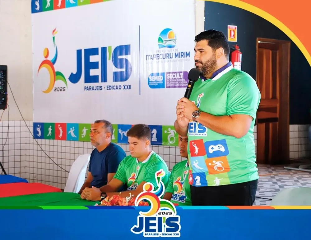Prefeito Filipe Marreca (PRD) no Fórum preparatório para os JEIs 2025. Imagem: © ASCOM Prefeitura de Itapecuru Mirim