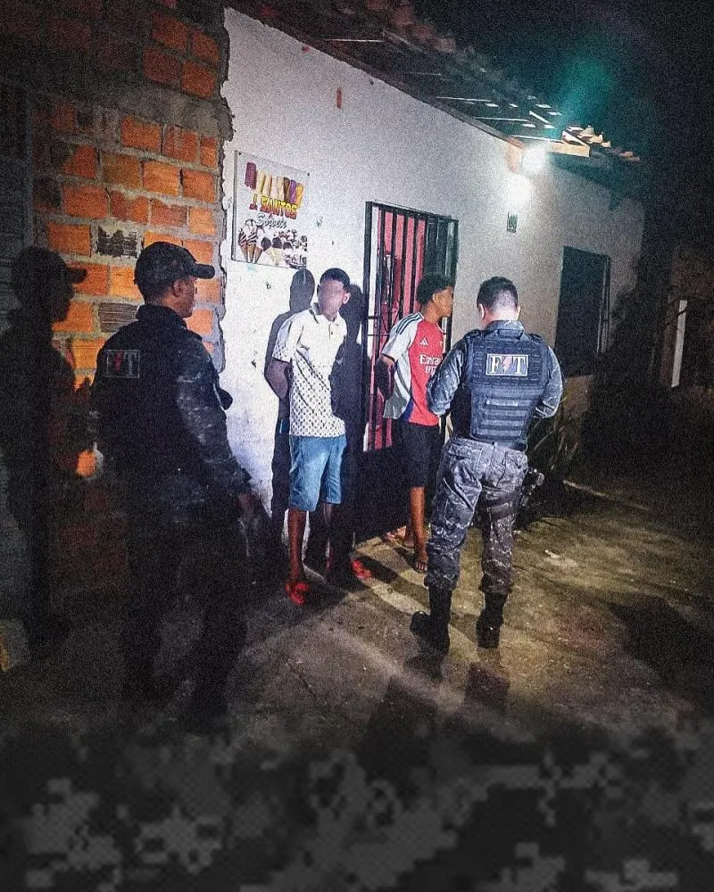 Momento da prisão de suspeitos do homicídio. Imagem: Força Tática 28° BPM