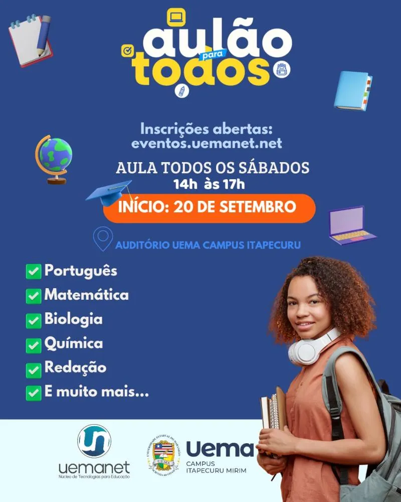 UEMA oferece cursinho pré-vestibular gratuito para todos o MA a partir deste sábado (20)