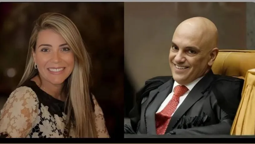 Drª Mirela Cezar Freitas e o ministro Alexandre de Moraes. Imagem @ direitoeordem.com.br