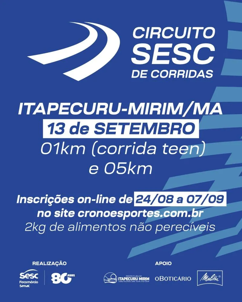 SESC realiza Circuito de 5km no mês de setembro em Itapecuru Mirim