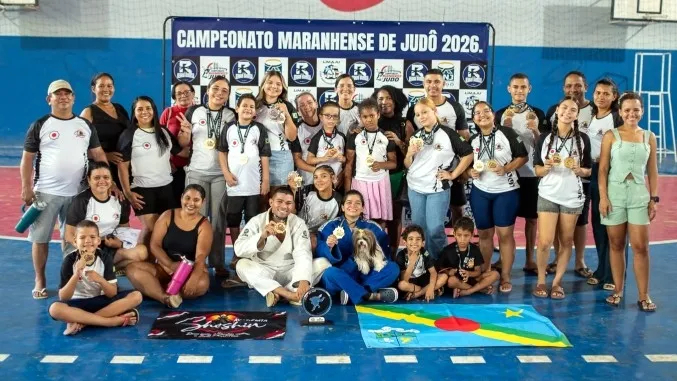 Delegação de Itapecuru Mirim no Campeonato Maranhense de Judô 2026, na cidade de Balsas - MA. Imagem © Divulgação